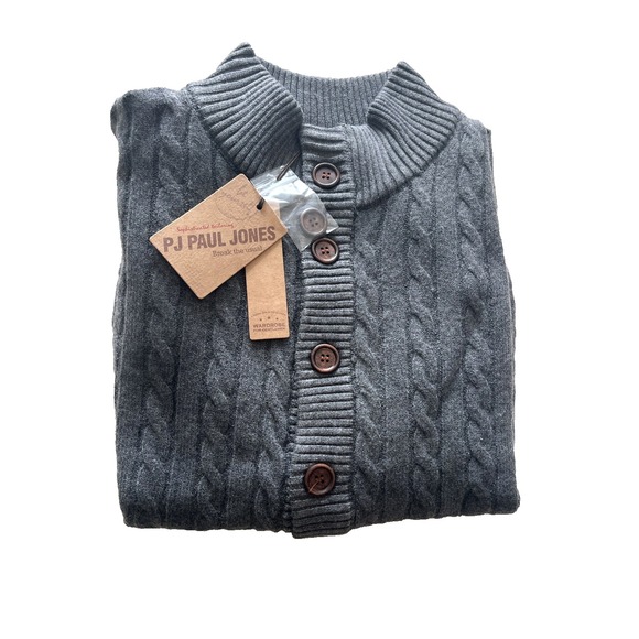Jones New York Other - New PJ Paul Jones Men's Button Stand Collar Cable Knit Cardigan Sweater Size Med